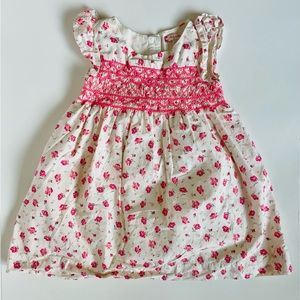 Ruby & Bloom Pink Floral Embroidered Smocking Lined Dress Fluttered Sleeve SZ 2T